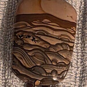 Vintage Metal Bolo Tie, Nice Brown Stone Design, Bennett, Nice Design